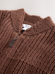 Brown Knitted Zip Up Sleeveless Gilet With Pockets - Image 6 of 7