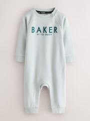 Baker by Ted Baker Green/Ecru Romper and Hat 3 Piece Set - Image 3 of 11