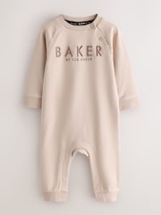 Baker by Ted Baker Green/Ecru Romper and Hat 3 Piece Set - Image 4 of 11