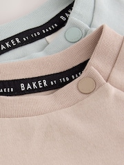 Baker by Ted Baker Green/Ecru Romper and Hat 3 Piece Set - Image 6 of 11