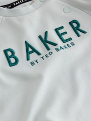 Baker by Ted Baker Green/Ecru Romper and Hat 3 Piece Set - Image 8 of 11