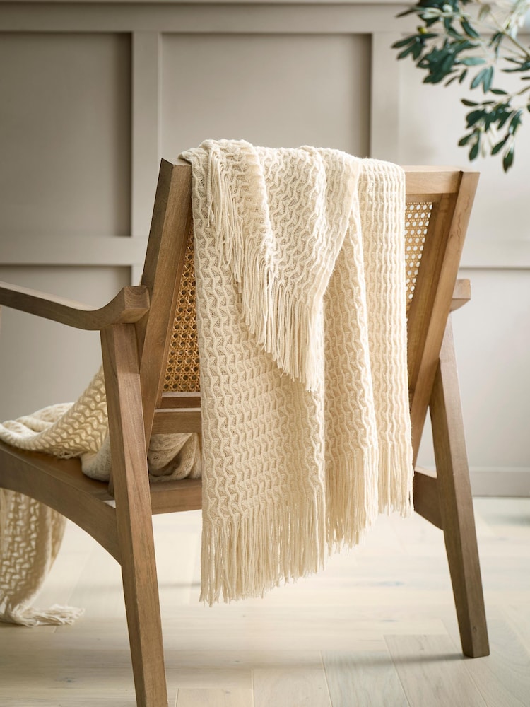 Appletree Natural Textured Knit Knitted Throw - Image 1 of 4