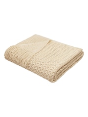Appletree Natural Textured Knit Knitted Throw - Image 2 of 4