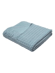 Appletree Blue Textured Knit Knitted Throw - Image 2 of 4