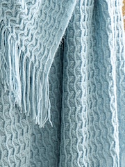 Appletree Blue Textured Knit Knitted Throw - Image 3 of 4