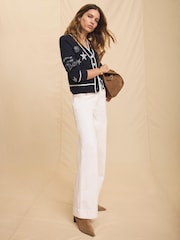 Mint Velvet Blue Embroidered Marine Knit Cardigan - Image 2 of 8