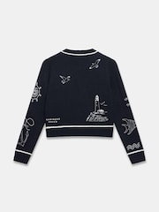 Mint Velvet Blue Embroidered Marine Knit Cardigan - Image 7 of 8