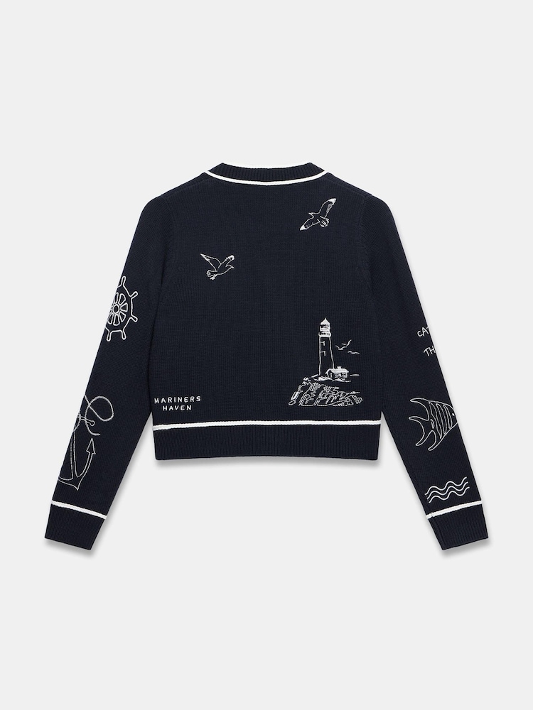 Mint Velvet 刺繍入りネイビーニットカーディガン - 画像 7 / 7