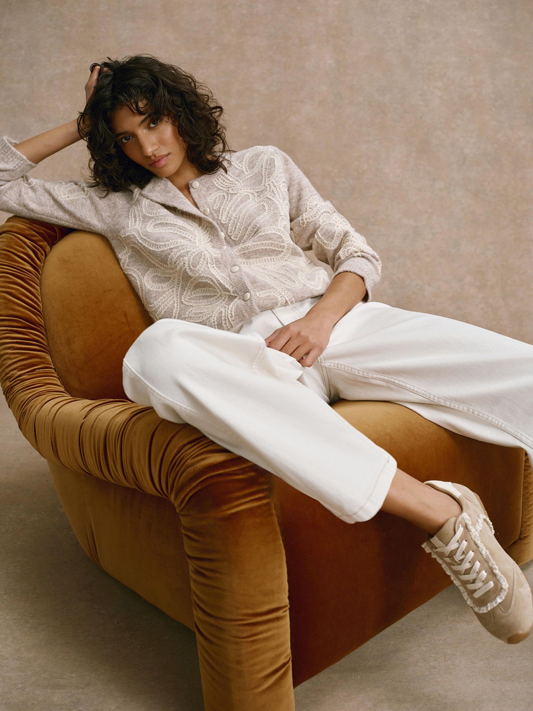 Buy Mint Velvet Natural Embroidered Knit Cardigan from the Next UK