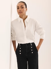 Mint Velvet מכנסי ג'ינס רחבים עם כפתור - תמונה 6 מתוך 9