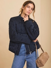 Mint Velvet Blue Quilted Bomber Jacket - Image 2 of 9