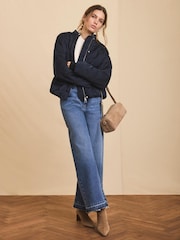 Mint Velvet Blue Quilted Bomber Jacket - Image 3 of 9