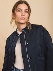 Mint Velvet Blue Quilted Bomber Jacket - Image 5 of 9