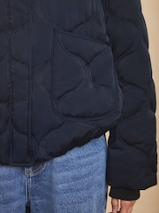 Mint Velvet Blue Quilted Bomber Jacket - Image 6 of 9