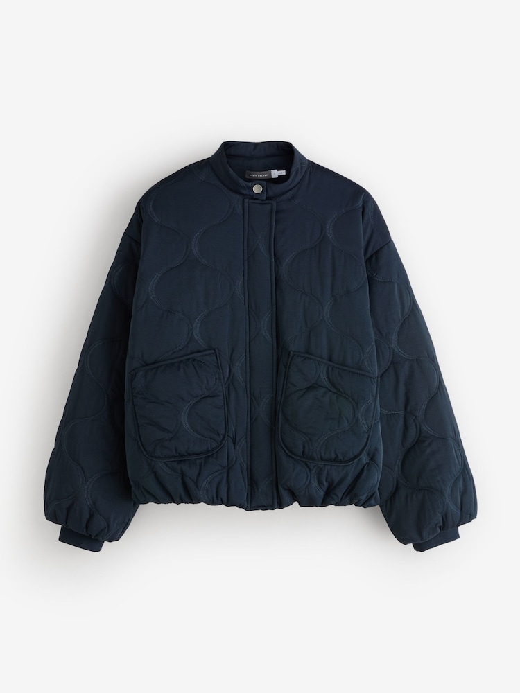 Mint Velvet Blue Quilted Bomber Jacket - Image 9 of 9