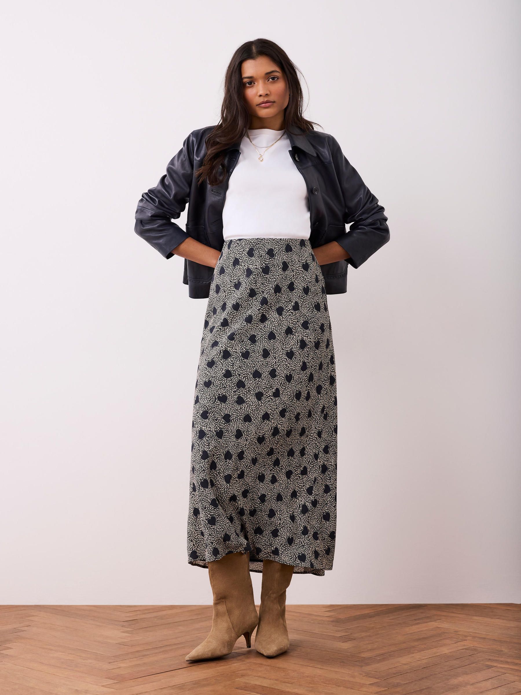 Buy Mint Velvet Blue Heart Print Midi Skirt from Next Portugal
