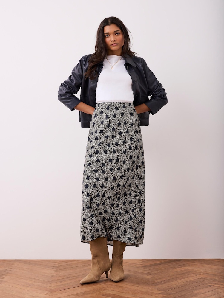 Mint Velvet Blue Heart Print Midi Skirt - Image 1 of 7 Mint Velvet Blue Heart Print Midi Skirt - Image 1 of 7