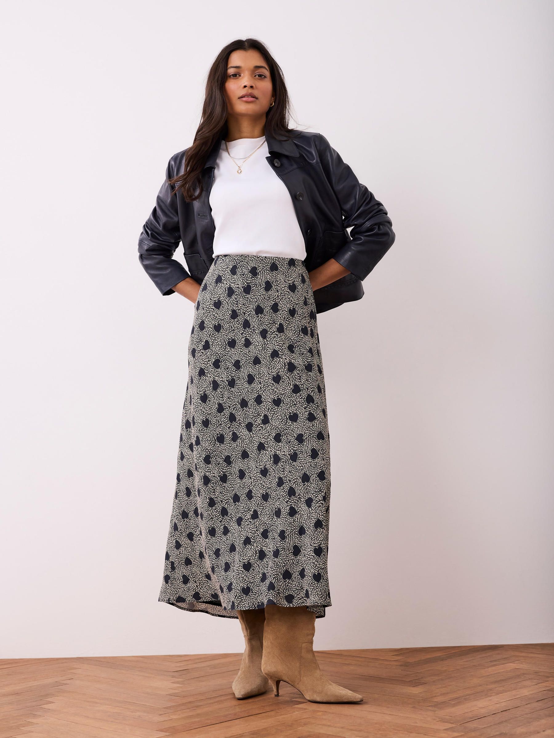 Buy Mint Velvet Blue Heart Print Midi Skirt from Next Portugal