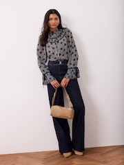 Mint Velvet Blue Heart Print Chiffon Blouse - Image 6 of 8