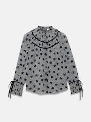 Mint Velvet Blue Heart Print Chiffon Blouse - Image 7 of 8