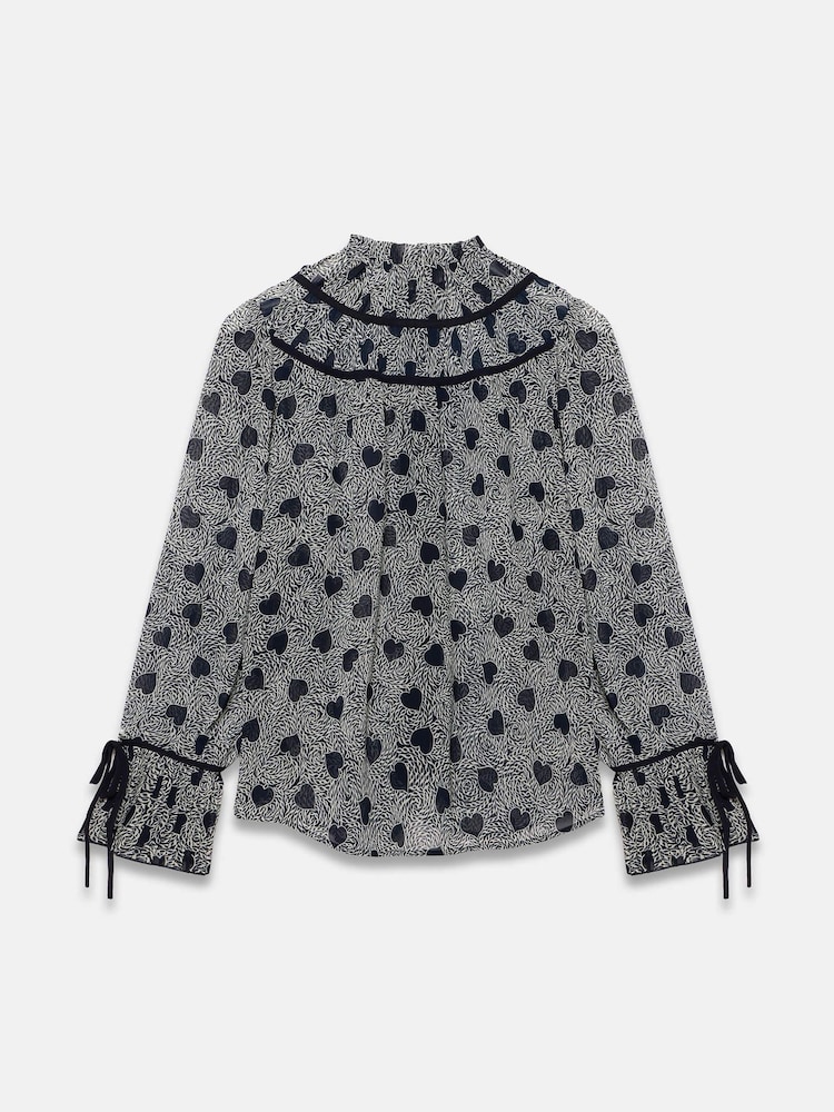 Mint Velvet Blue Heart Print Chiffon Blouse - Image 8 of 8