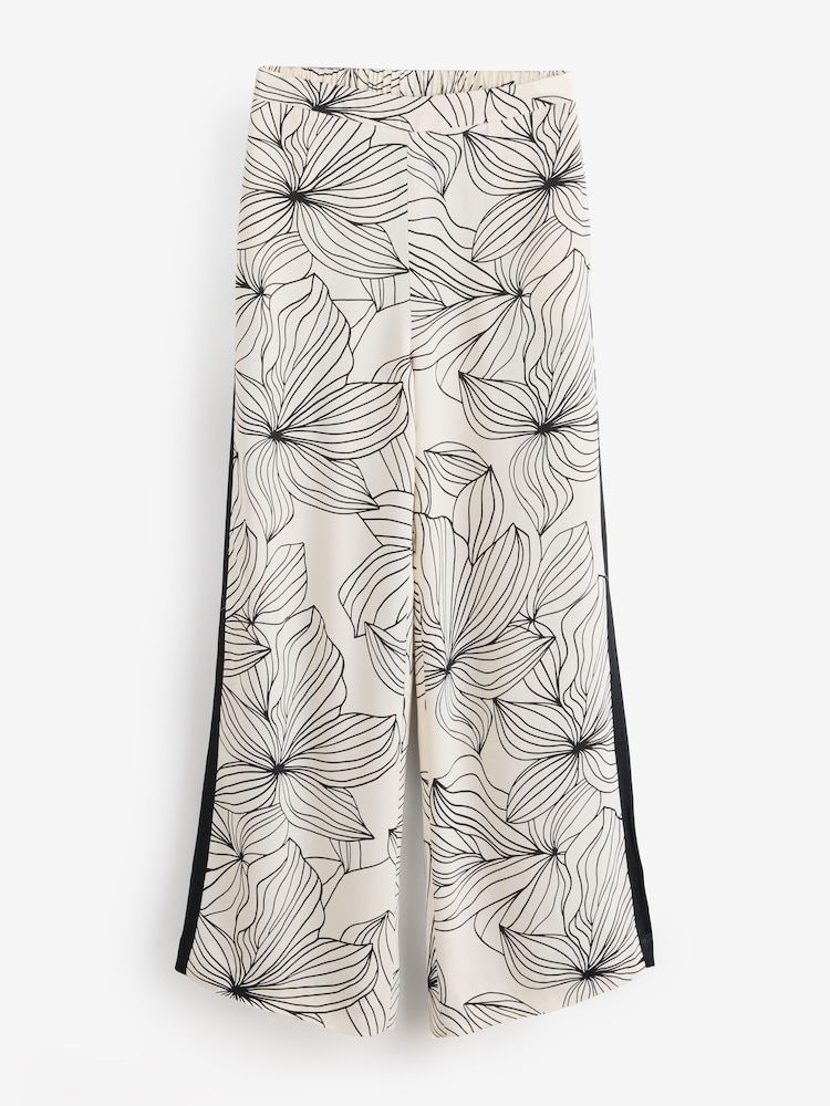 Mint Velvet Cream Floral Print Wide Satin Trousers - Image 2 of 2