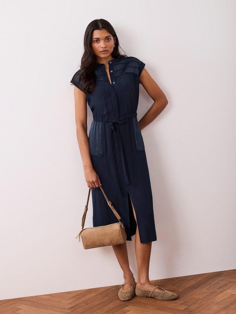 Mint Velvet Blue Utility Midi Shirt Dress - Image 1 of 8