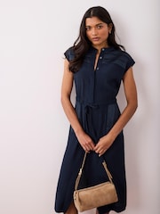 Mint Velvet Blue Utility Midi Shirt Dress - Image 3 of 8