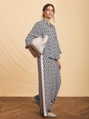 Mint Velvet Blue Geo Print Wide Trousers - Image 2 of 9