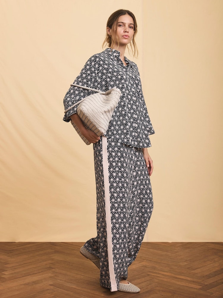 Mint Velvet Blue Geo Print Wide Trousers - Image 2 of 9