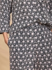 Mint Velvet Blue Geo Print Wide Trousers - Image 6 of 9