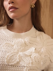 Mint Velvet White Cotton Blend Floral Detail Top - Image 4 of 8