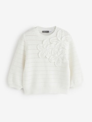 Mint Velvet White Cotton Blend Floral Detail Top - Image 8 of 8