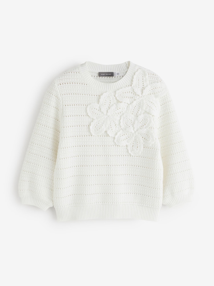 Mint Velvet White Cotton Blend Floral Detail Top - Image 8 of 8 Mint Velvet White Cotton Blend Floral Detail Top - Image 8 of 8