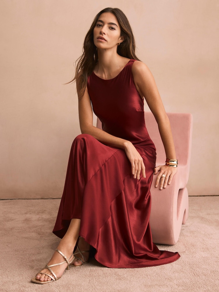 Mint Velvet Satin Panelled Maxi Dress - Image 2 of 8