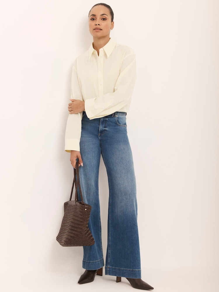 Mint Velvet Blue Ultimate Wide Jeans - Image 1 of 8