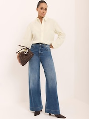 Mint Velvet Blue Ultimate Wide Jeans - Image 3 of 8
