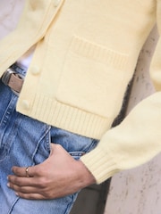 Mint Velvet Yellow Wool Blend Pocket Detail Cardigan - Image 4 of 7