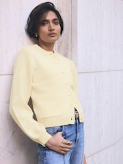 Mint Velvet Yellow Wool Blend Pocket Detail Cardigan - Image 5 of 7