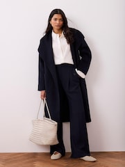 Mint Velvet Blue Hand Finished Double Breasted Coat - Image 3 of 8