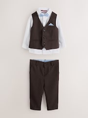 Hnědá/modrá - Baker by Ted Baker souprava košile a kalhot s vestou - Obrázek 8 z 19