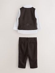 Hnědá/modrá - Baker by Ted Baker souprava košile a kalhot s vestou - Obrázek 9 z 19