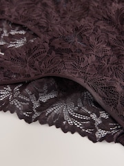 Chocolate Brown High Leg Ultimate Comfort Lace Knickers 2 Pack - Image 4 of 5