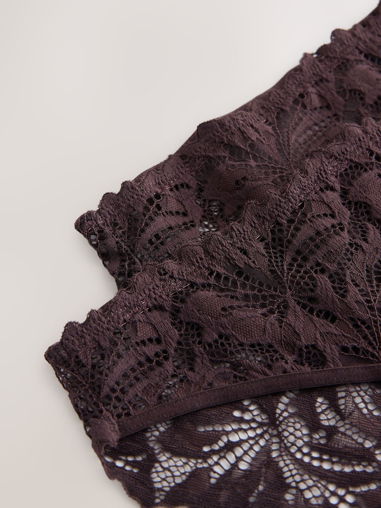 Chocolate Brown High Leg Ultimate Comfort Lace Knickers 2 Pack - Image 5 of 5