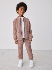 Baker by Ted Baker Brown Baker by Ted Baker Bomber Jacket, T-Shirt and Joggers Set - Image 1 of 14