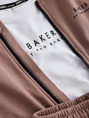 Baker by Ted Baker Brown Baker by Ted Baker Bomber Jacket, T-Shirt and Joggers Set - Image 11 of 14
