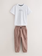 Baker by Ted Baker Brown Baker by Ted Baker Bomber Jacket, T-Shirt and Joggers Set - Image 9 of 14