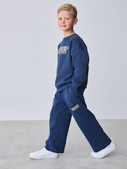 Baker by Ted Baker Blue Baker by Ted Baker Oversized Sweatshirt and Wide Leg Joggers Set - Image 2 of 14