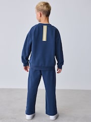 Baker by Ted Baker Blue Baker by Ted Baker Oversized Sweatshirt and Wide Leg Joggers Set - Image 4 of 14