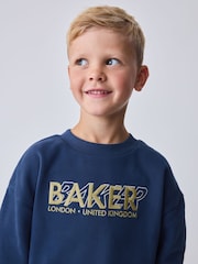 Baker by Ted Baker Blue Baker by Ted Baker Oversized Sweatshirt and Wide Leg Joggers Set - Image 5 of 14